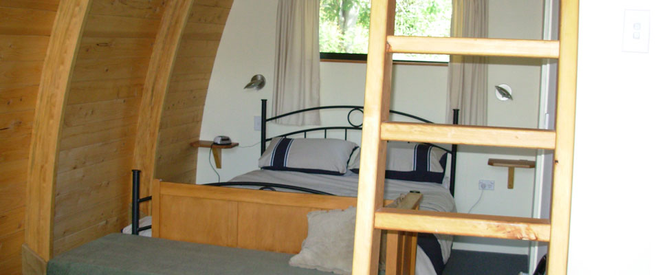 #image3 The ladder to access top beds in Chalet Rimu